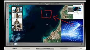  An image of a SMART interactive display in a government defense setting, showcasing the SMART Meeting Pro software.