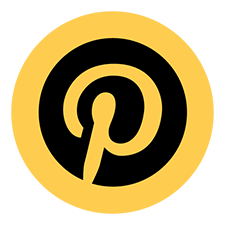 شعار Pinterest باللون الأسود على خلفية صفراء