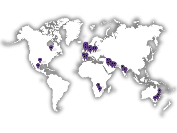 World map showing global locations of SMART Exemplary and Showcase Schools