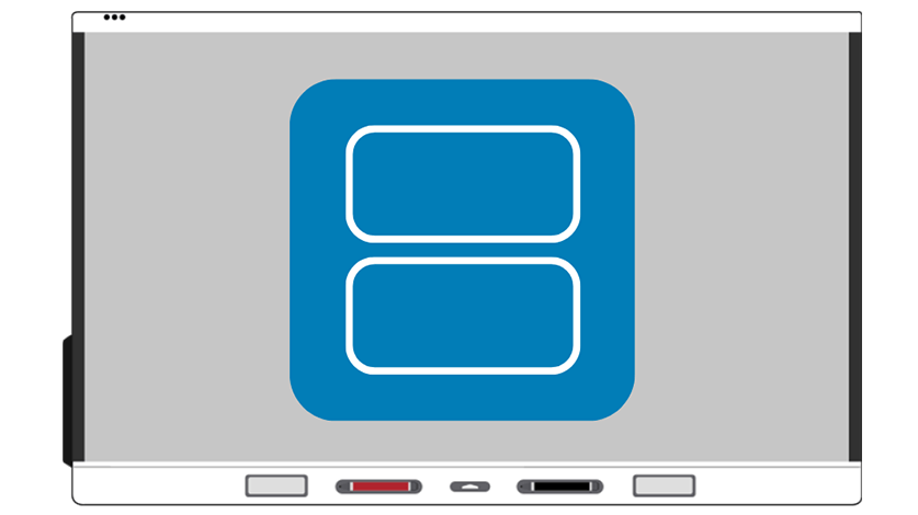 Visual representation on SMART board of split screen mode for creating engaging, active learning experiences