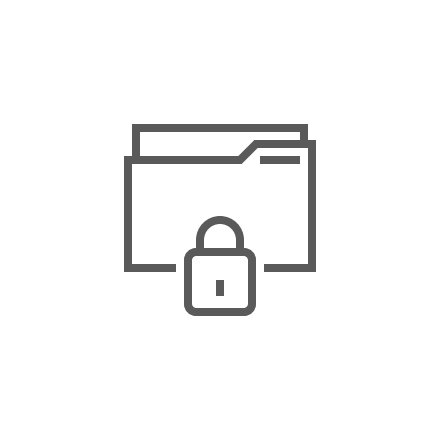 Folder icon with a lock symbol, representing secure file storage or data protection.