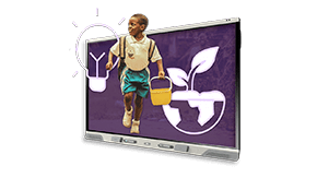 Young boy with bucket inset in a SMART Board